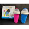 Image 2 : 2PC Frozen Magic Slushy Maker Cups (Pink + Blue) Freeze, Squeeze, Enjoy! New