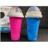Image 3 : 2PC Frozen Magic Slushy Maker Cups (Pink + Blue) Freeze, Squeeze, Enjoy! New