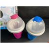 Image 4 : 2PC Frozen Magic Slushy Maker Cups (Pink + Blue) Freeze, Squeeze, Enjoy! New