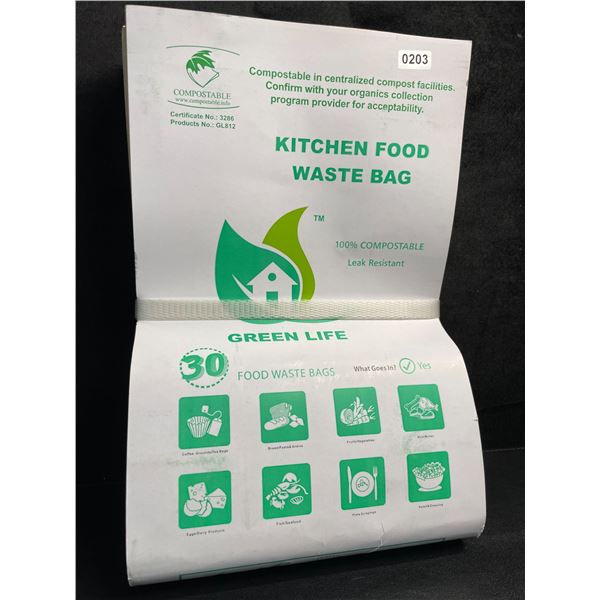 30-Pack of Kitchen Food Waste Bags - 100% Compostable/Leak-Resistant - New