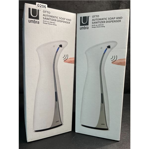 Lot of 2 Umbra OTTO Automatic Soap and Sanitizer Dispensers (250ml) Touchless Design - New