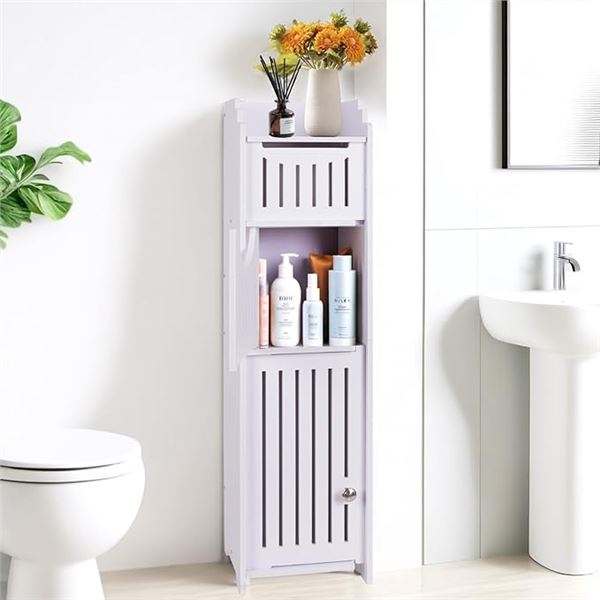 Slim Storage Cabinet for Bathroom/Toilet Paper Storage Stand/Shelf - New in Box (*Assembly Req'd)