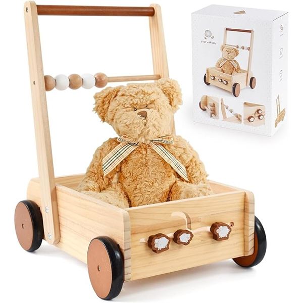Wooden Baby Walker Push Toy/Adjustable Speed Baby Push Walker Toy (for Ages 12m+) - New in Box