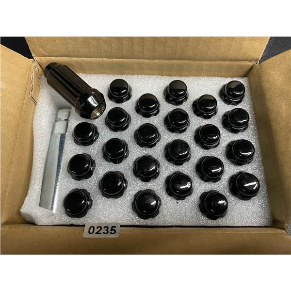 Box of 24PC M12 x 1.25" Black Alloy Steel Spline Drive Tuner Lug Nuts with Key - New