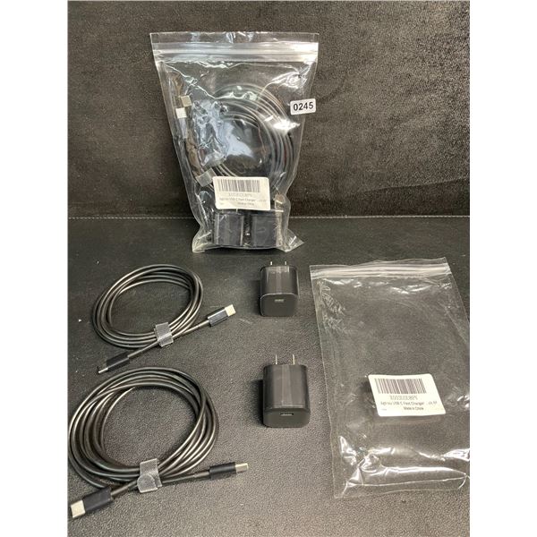 2x 2-Packs of USB-C to C Fast Chargers with 6FT Cords & 20W Blocks (2 Cords/Blocks Per Pack)