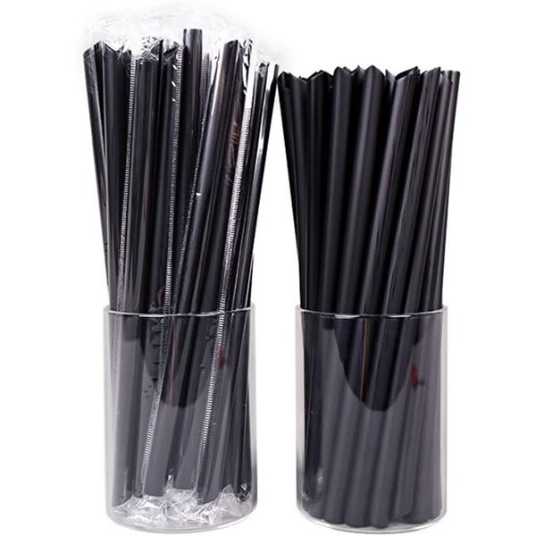 2 Packs (100pcs Each) Individually Wrapped Jumbo Smoothie Straws/Bubble Tea Straws - New