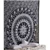 Image 1 : Rajrang (90" x 84") Printed Black Cotton Tapestry/Wall Hanging Mandala Decor Tapestry - New