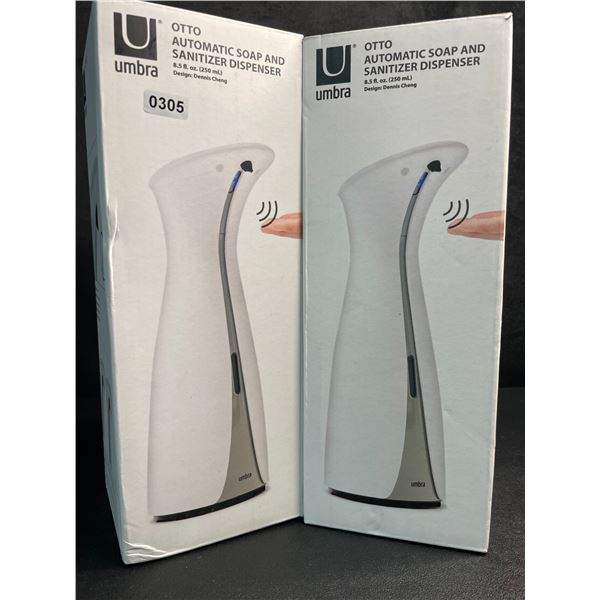 Lot of 2 Umbra OTTO Automatic Soap and Sanitizer Dispensers (250ml) Touchless Design - New