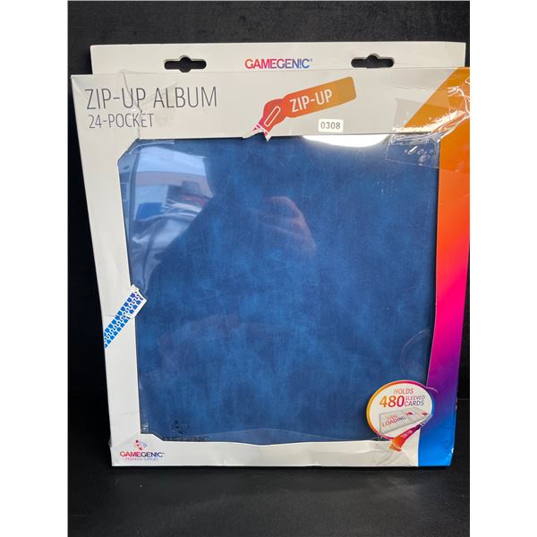 Gamegenic 24-Pocket Zip-Up Album - Holds 480 Sleeved Trading Cards - Blue - New