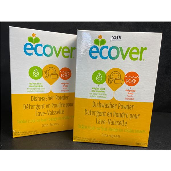 2 Boxes of Ecover Natural Plant-Based Dishwasher Powder (1.36kg) Citrus - New