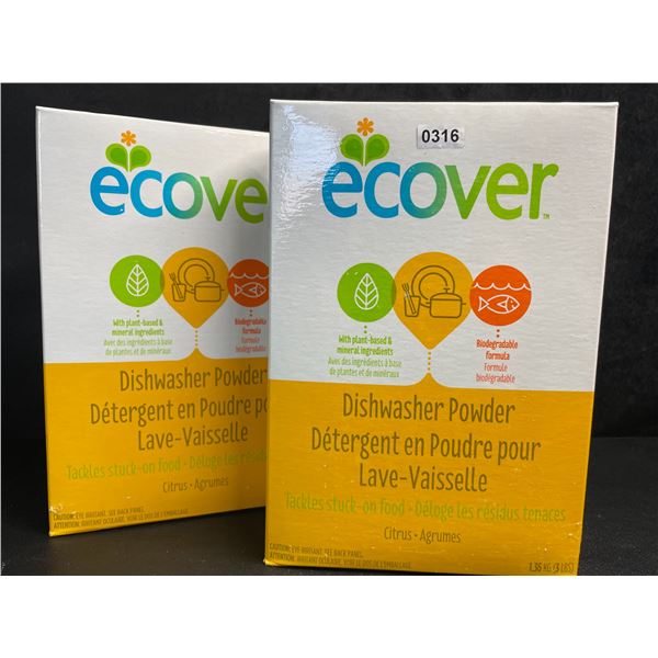 2 Boxes of Ecover Natural Plant-Based Dishwasher Powder (1.36kg) Citrus - New