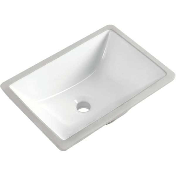 Karamag White Durable Ceramic Sink (18.3" x 13" Size) Undermount Rectangle Sink for Bathroom - New