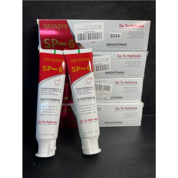 Lot of 4 Yayashi 2-Pack SP-6 Probiotics Brightening Whitening Toothpastes (120g x 2 Per Box) - New