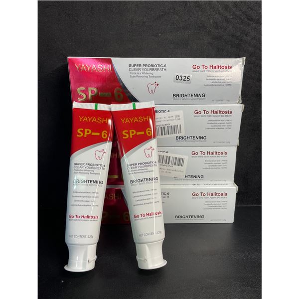 Lot of 4 Yayashi 2-Pack SP-6 Probiotics Brightening Whitening Toothpastes (120g x 2 Per Box) - New