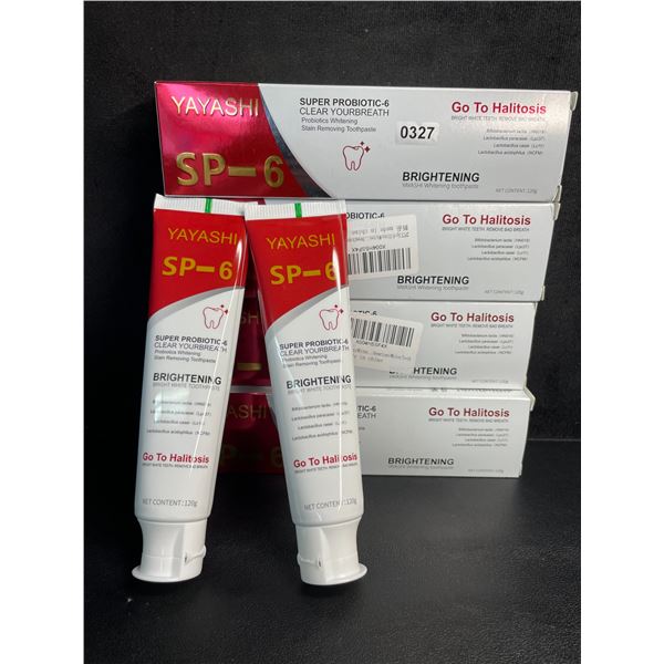 Lot of 4 Yayashi 2-Pack SP-6 Probiotics Brightening Whitening Toothpastes (120g x 2 Per Box) - New