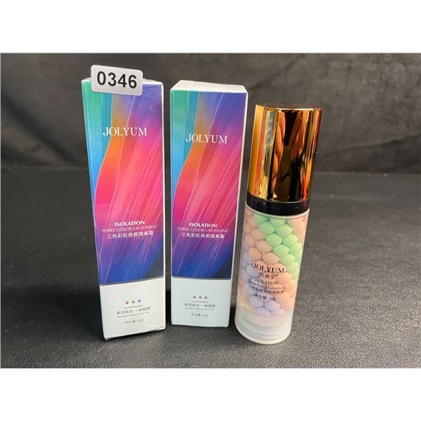 Lot of 2 Jolyum Three Color Grooming Isolation One-Step Makeup Primers (40g) - New
