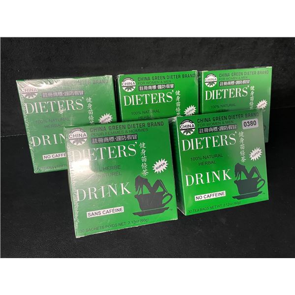 5 Boxes of Uncle Lee's China Green Dieters Tea; Caffeine Free (30 Tea Bags Per Box) - New