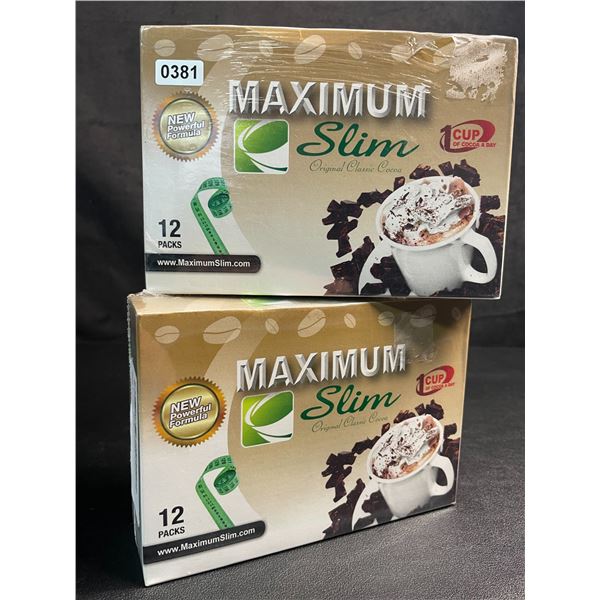 2 Boxes of Maximum Slim Premium Instant Cocoa (12 Packs Each) - New Sealed