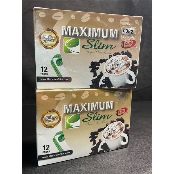2 Boxes of Maximum Slim Premium Instant Cocoa (12 Packs Each) - New Sealed