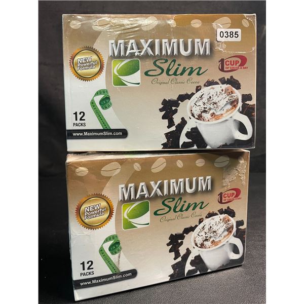 2 Boxes of Maximum Slim Premium Instant Cocoa (12 Packs Each) - New Sealed