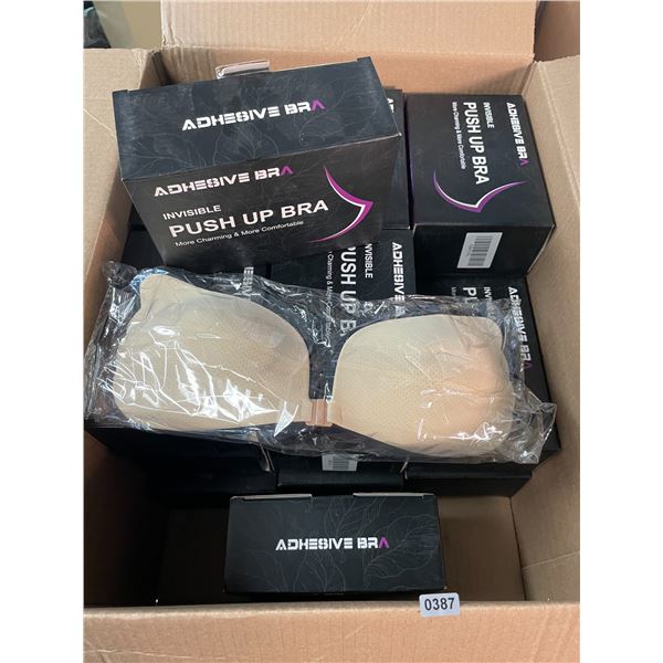 19 Boxes of Ashesive Push-Up Bras (2 Bras Per Box - Black/Nude Color) Brand New