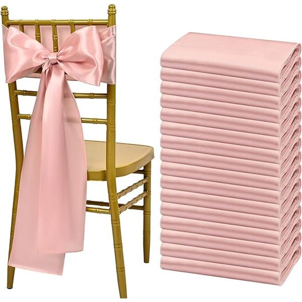 60PC Pack of Rose Gold Satin Chair Sashes/Bow Decoration Chair Covers for Banquets/Parties - New
