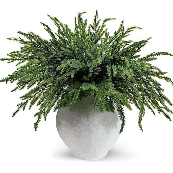 12-Pack of 18" Norfolk Pine Branches/Artificial Pine Stems for DIY Faux Greenery Plant Decor - New