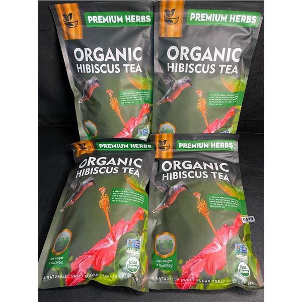4 Bags of Premium Herbs Organic Hibiscus Herbal Tea (120 Tea Bags Each) - New