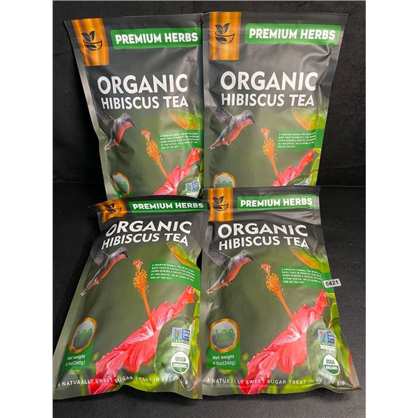 4 Bags of Premium Herbs Organic Hibiscus Herbal Tea (120 Tea Bags Each) - New