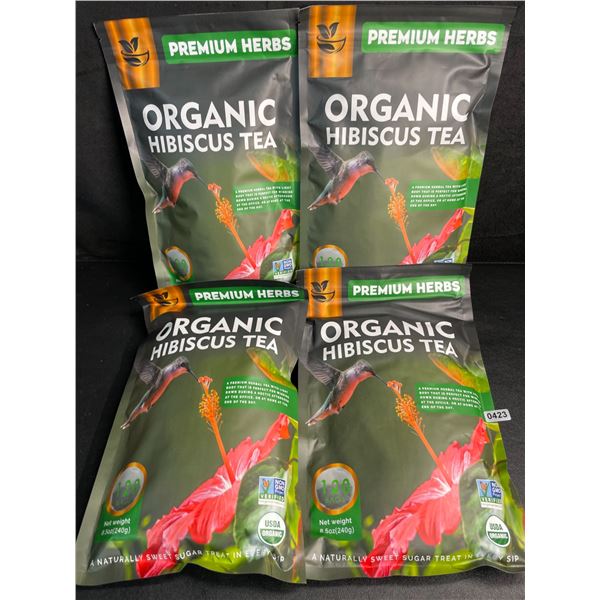 4 Bags of Premium Herbs Organic Hibiscus Herbal Tea (120 Tea Bags Each) - New