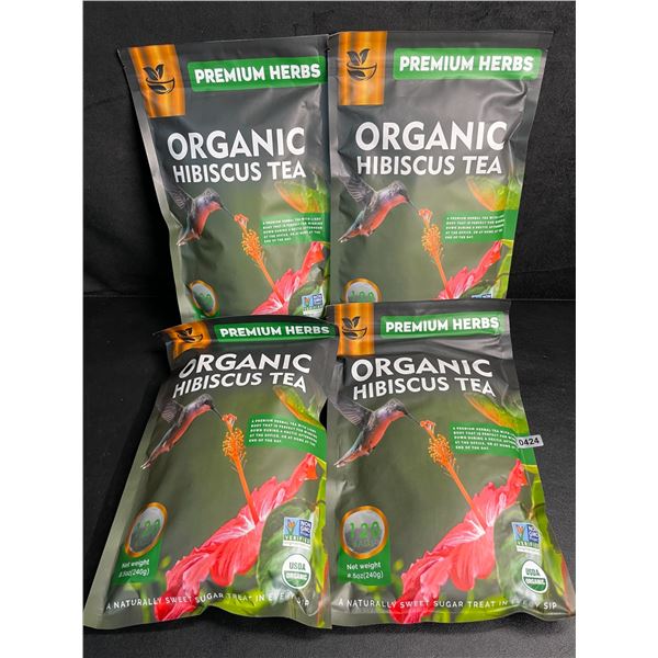 4 Bags of Premium Herbs Organic Hibiscus Herbal Tea (120 Tea Bags Each) - New