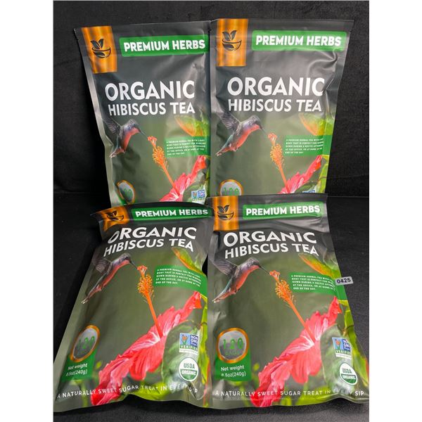 4 Bags of Premium Herbs Organic Hibiscus Herbal Tea (120 Tea Bags Each) - New