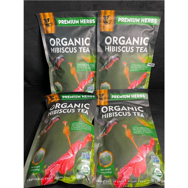 4 Bags of Premium Herbs Organic Hibiscus Herbal Tea (120 Tea Bags Each) - New
