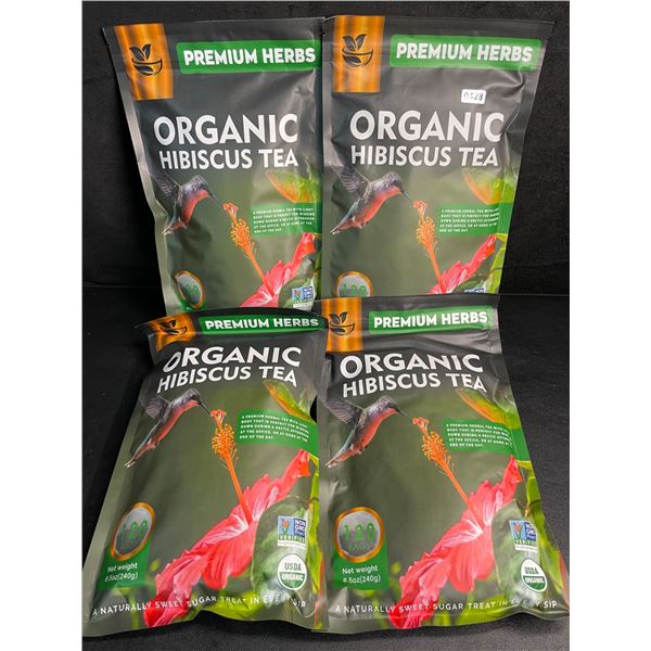 4 Bags of Premium Herbs Organic Hibiscus Herbal Tea (120 Tea Bags Each) - New