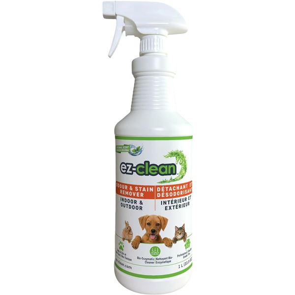 Ez-Clean Pet Odour & Stain Remover Spray (1L) For Indoor/Outdoors; Highly Concentrated - New