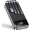 Image 1 : N6 High-Capacity (35,000mAh) Portable Power Bank/Charger w/ Built-In Charge Cables - New Sealed!