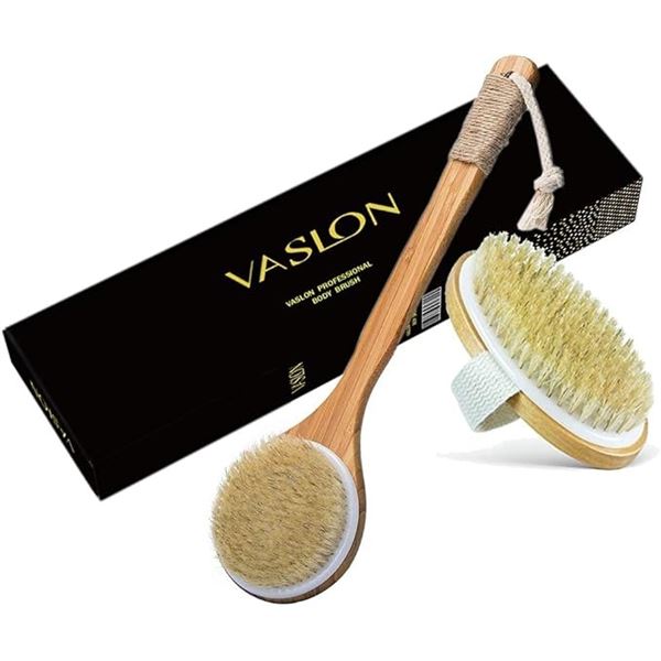 2 Sets of Vaslon Body Bath Brushes/Exfoliating Brushes (2pcs Each - Long Handle + Short Brush) New