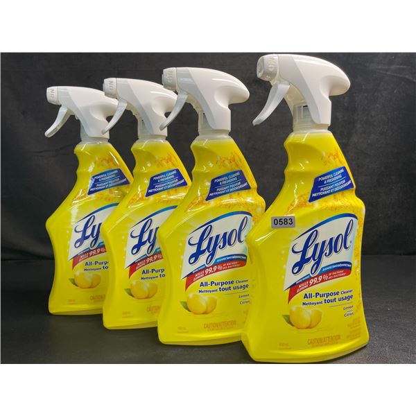 4 Bottles of Lysol All-Purpose Cleaner/Disinfectant Spray (650ml) Lemon Scent - New