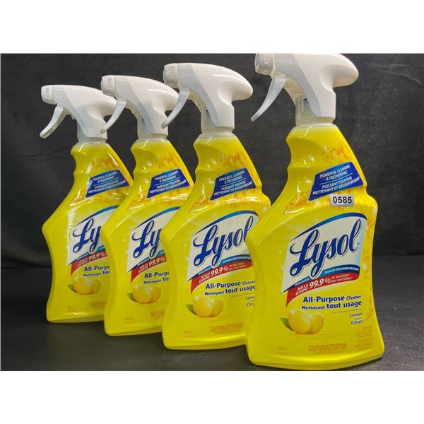 4 Bottles of Lysol All-Purpose Cleaner/Disinfectant Spray (650ml) Lemon Scent - New
