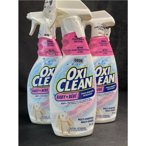 Lot of 3 OxiClean All-Purpose Baby Stain Remover Sprays (651ml) Fragrance-Free/Dye-Free - New