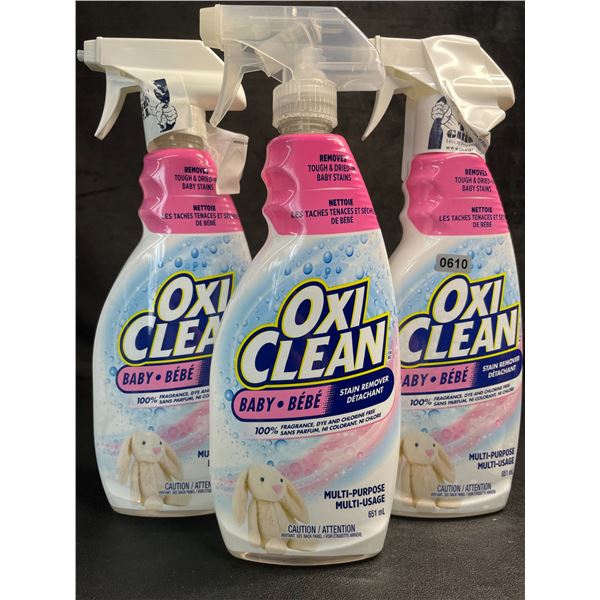 Lot of 3 OxiClean All-Purpose Baby Stain Remover Sprays (651ml) Fragrance-Free/Dye-Free - New