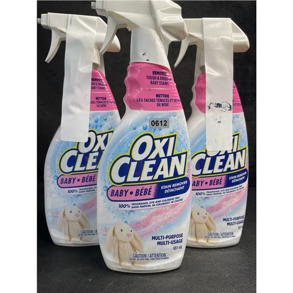 Lot of 3 OxiClean All-Purpose Baby Stain Remover Sprays (651ml) Fragrance-Free/Dye-Free - New