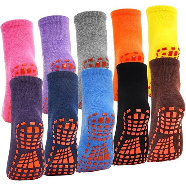 10-Pairs of Women's Non-Slip Socks/Yoga Grip Socks - Assorted Colours - Brand New