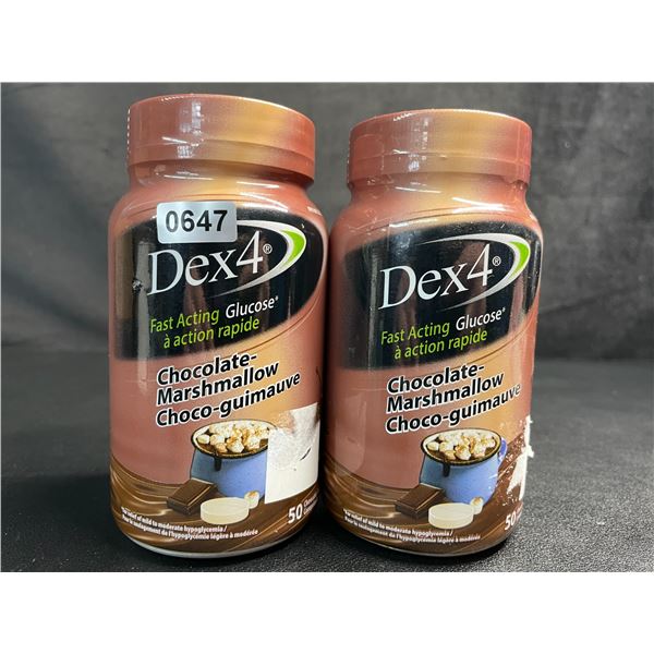 2 Bottles of Dex4 Fast-Acting Glucose Tablets (Chocolate-Marshmallow) 50 Chewable Tabs Each - New