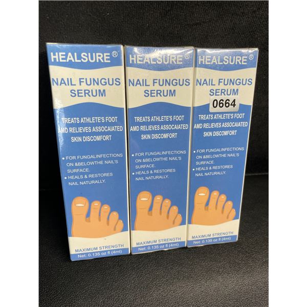 3 Healsure Nail Fungus Serums Max Strength (4ml) Treats Athlete's Foot/Nail Fungal Infections - New