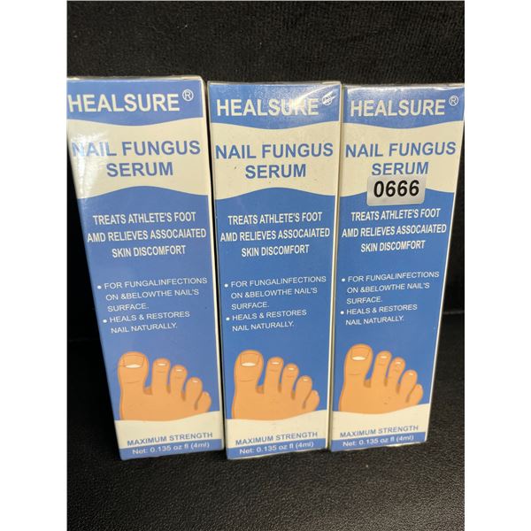 3 Healsure Nail Fungus Serums Max Strength (4ml) Treats Athlete's Foot/Nail Fungal Infections - New