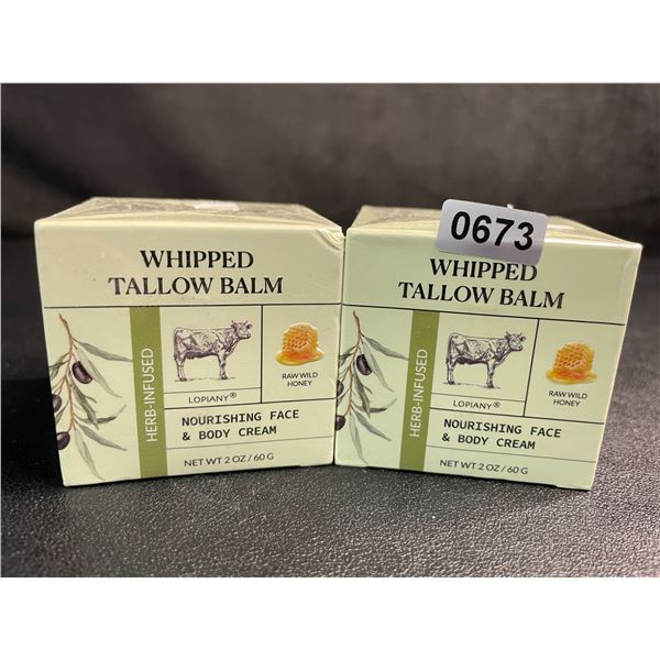 Lot of 2 Whipped Tallow Balm (60g) Nourishing Face & Body Cream; Herb-Infused - New Sealed