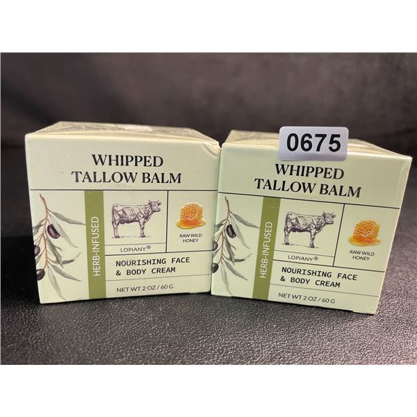 Lot of 2 Whipped Tallow Balm (60g) Nourishing Face & Body Cream; Herb-Infused - New Sealed