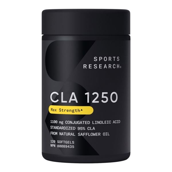 Lot of 2 SportsResearch CLA 1250 Max Strength Conjugated Linoleic Acid Softgels (120) 1100mg - New