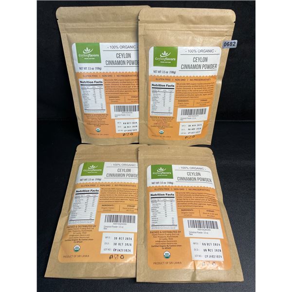 4 CeylonFlavors Organic Ceylon Cinnamon Powder; Premium Special Grade; Gluten-Free (3.5oz Each)